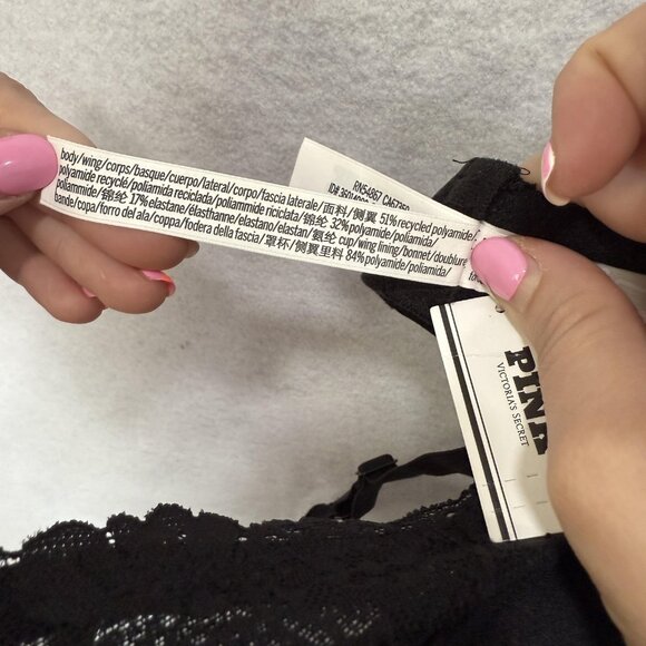 PINK Victoria's Secret Bra Womens Large Unlined Lace Underwire Lingerie NWT - Picture 10 of 12